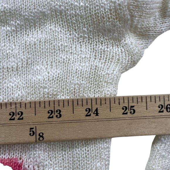 Blakeley Lightweight Loose Knit Sweater With Pink Hearts Distressed Hemline XL - Picture 7 of 10